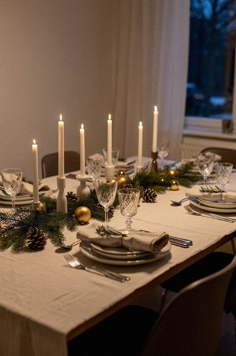 I made the Christmas table setting ideas practical first, midnight blue palette