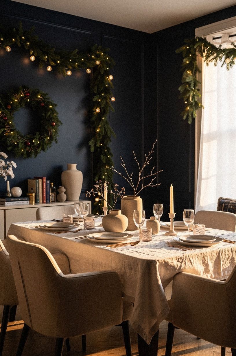 Here's what the room looked like before, midnight blue palette