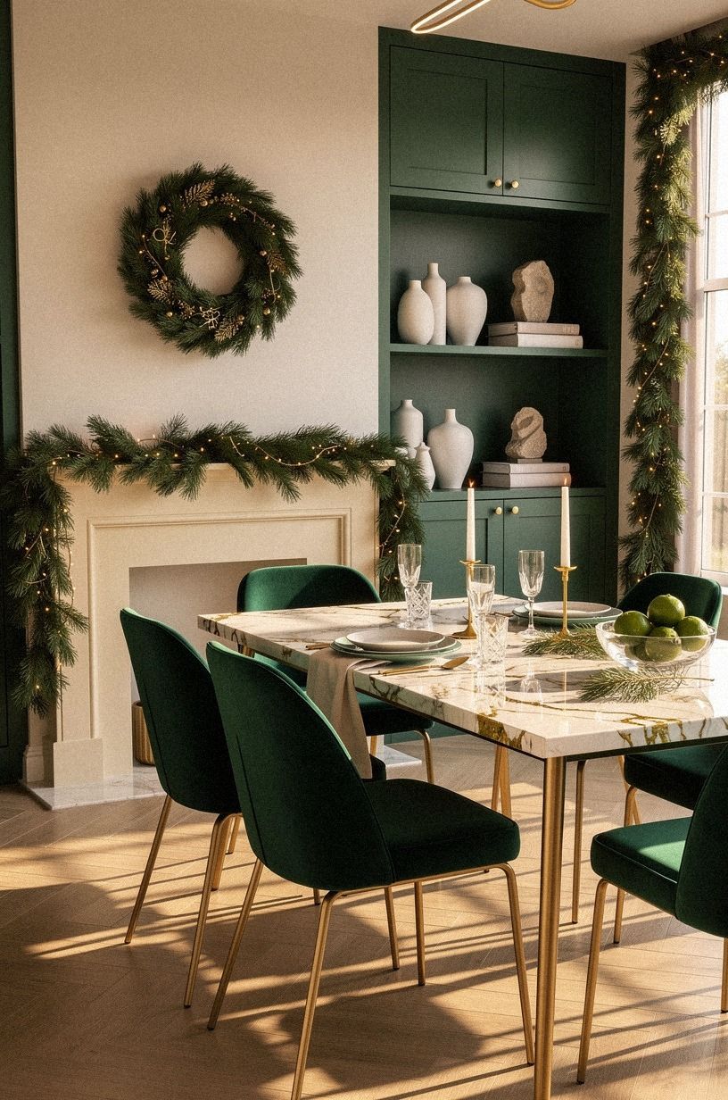 The room now, after dinner, emerald palette