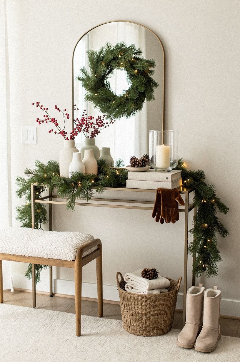 Start with a Landing Zone for Christmas Entryway Decor