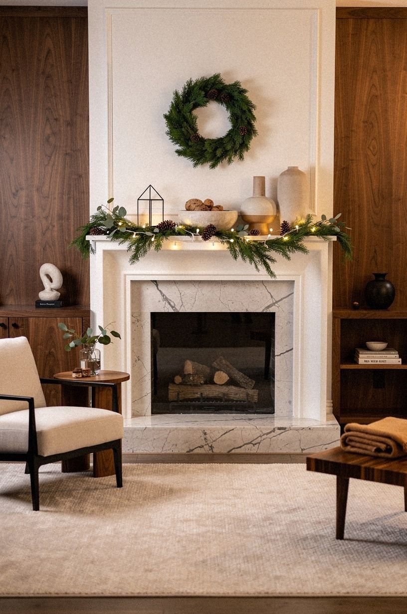 I Framed the Opening With Soft Greenery, warm white palette