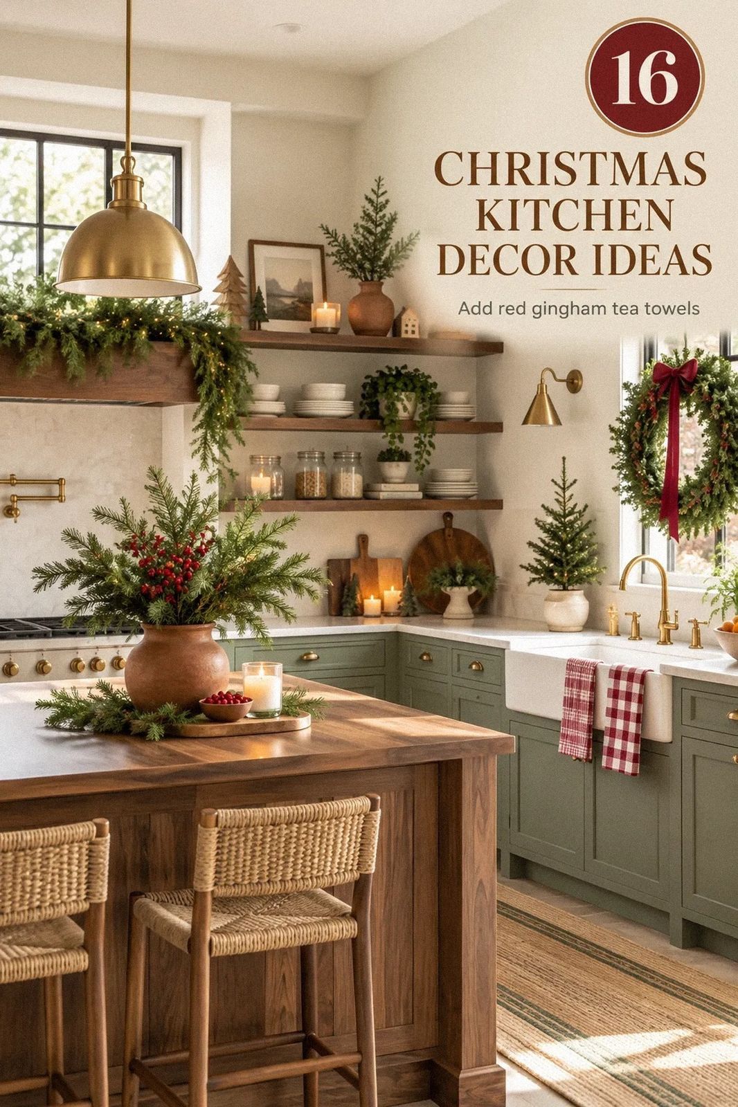 16 Christmas Kitchen Decor Ideas for Open Shelves That Make Your Kitchen Feel Festive
