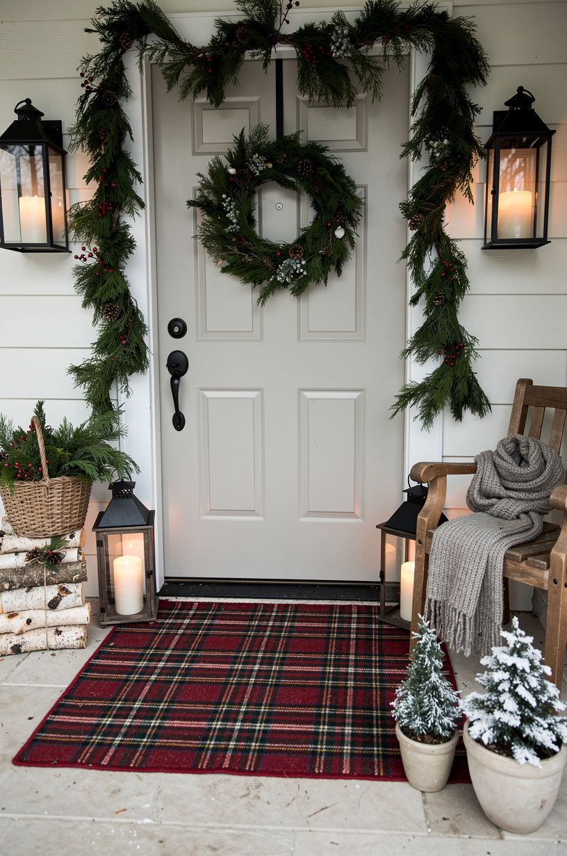Layer a Plaid Runner Under a Fresh Wreath