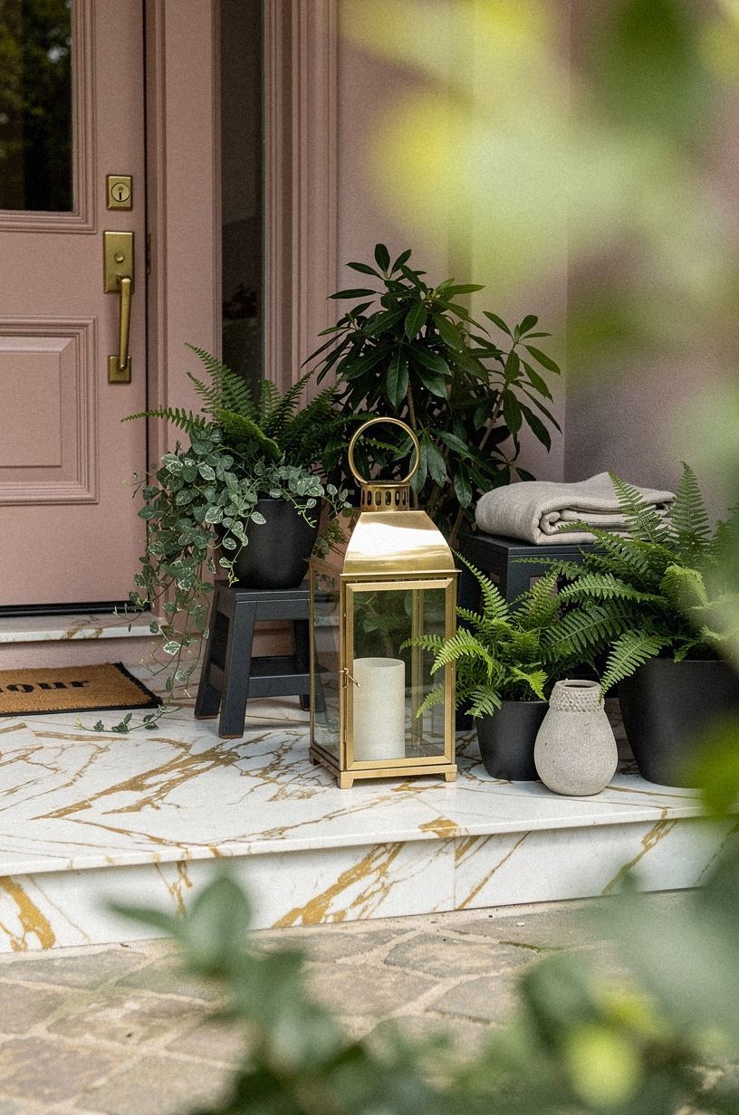 Layer Fresh Greenery Around One Oversized Lantern