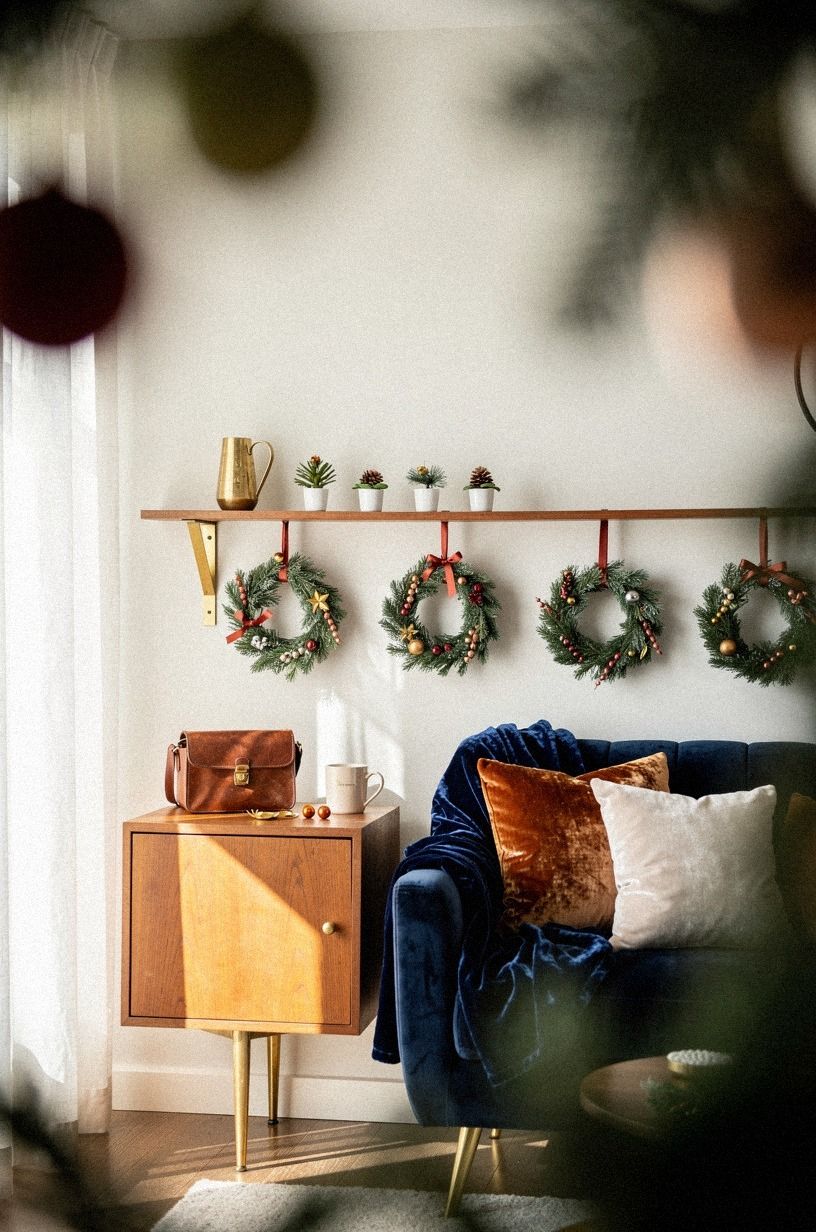 Hang Mini Wreaths Instead of Filling Every Inch