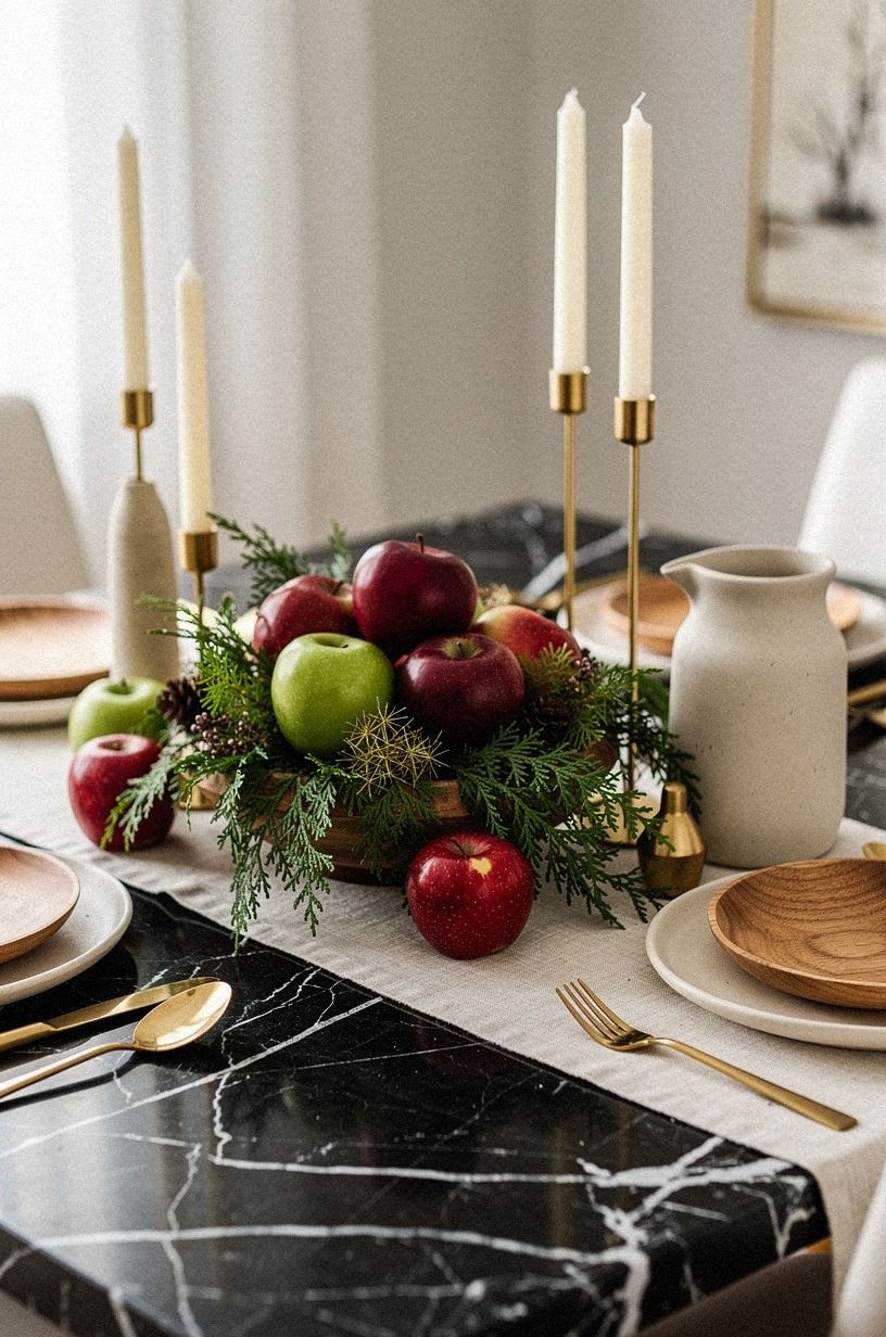 Apples Against Cedar: An Earthy Christmas Table