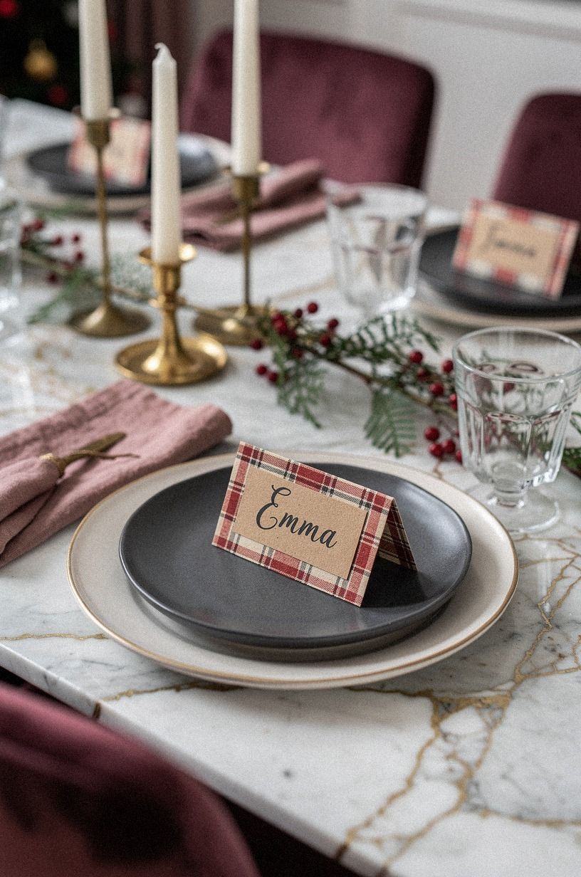 Build Place Cards From Kraft and Plaid