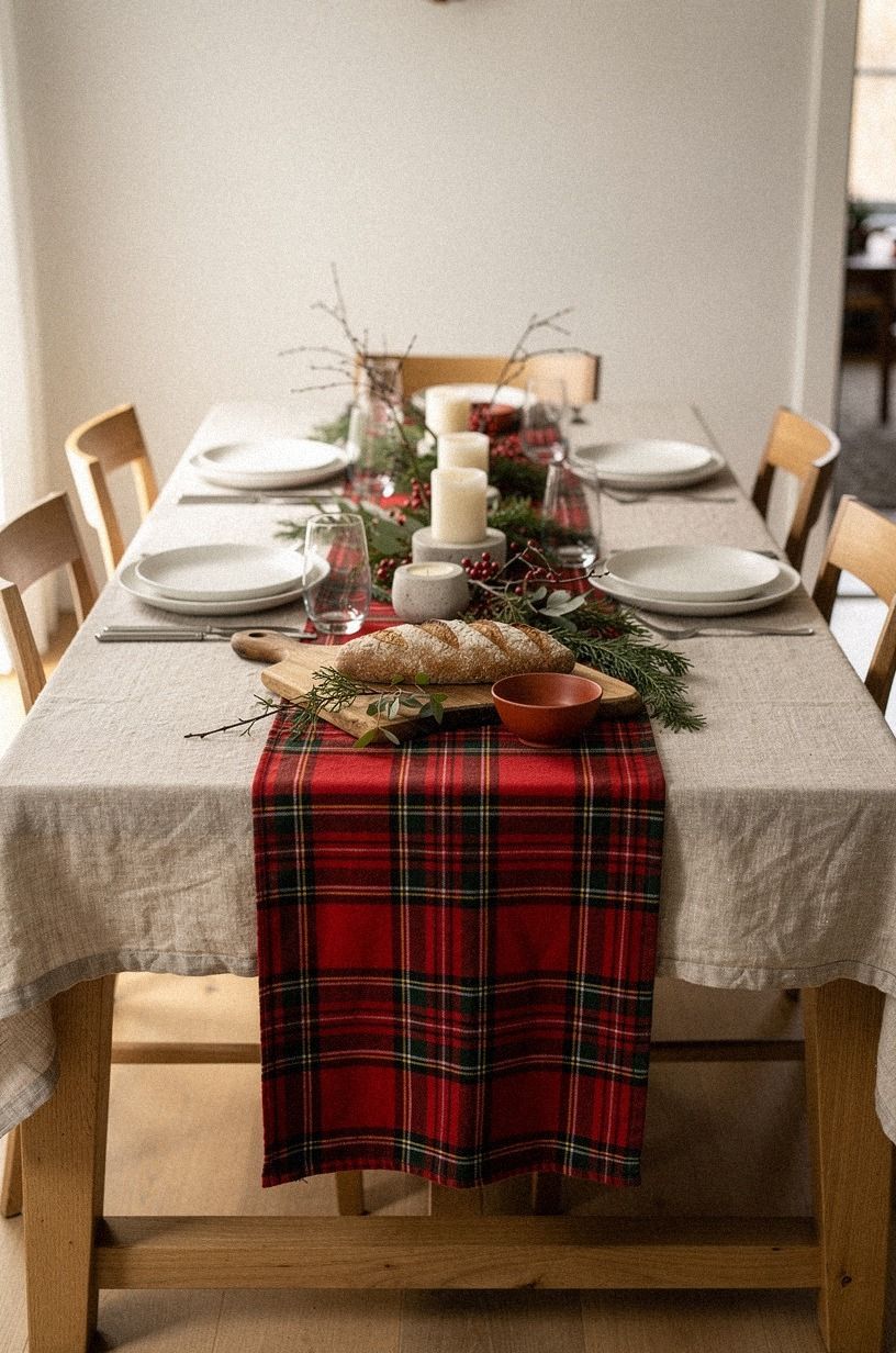 Frame a Rustic Plaid Tablescape With Greenery