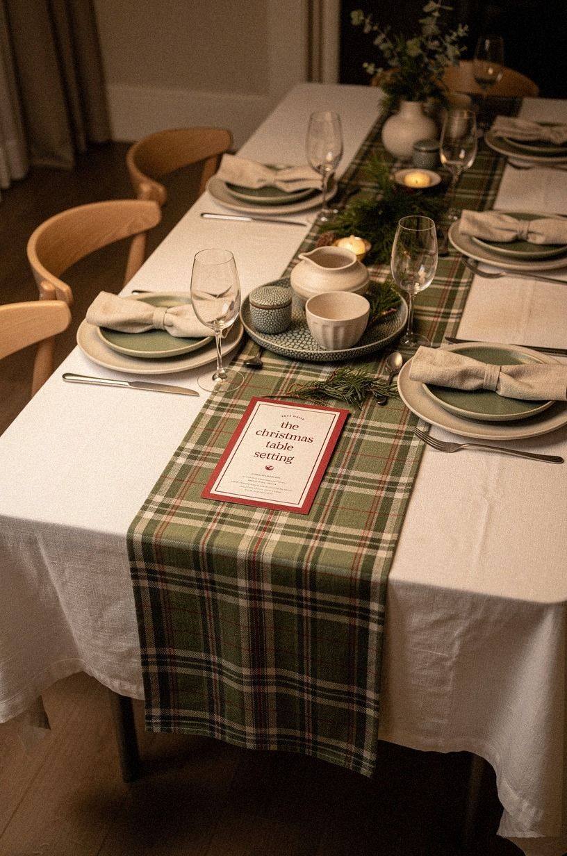 Layer a Plaid Runner Over White Linen