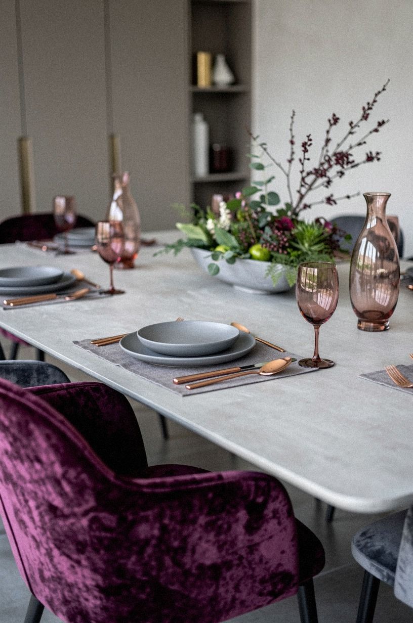 I kept the place settings useful, plum palette