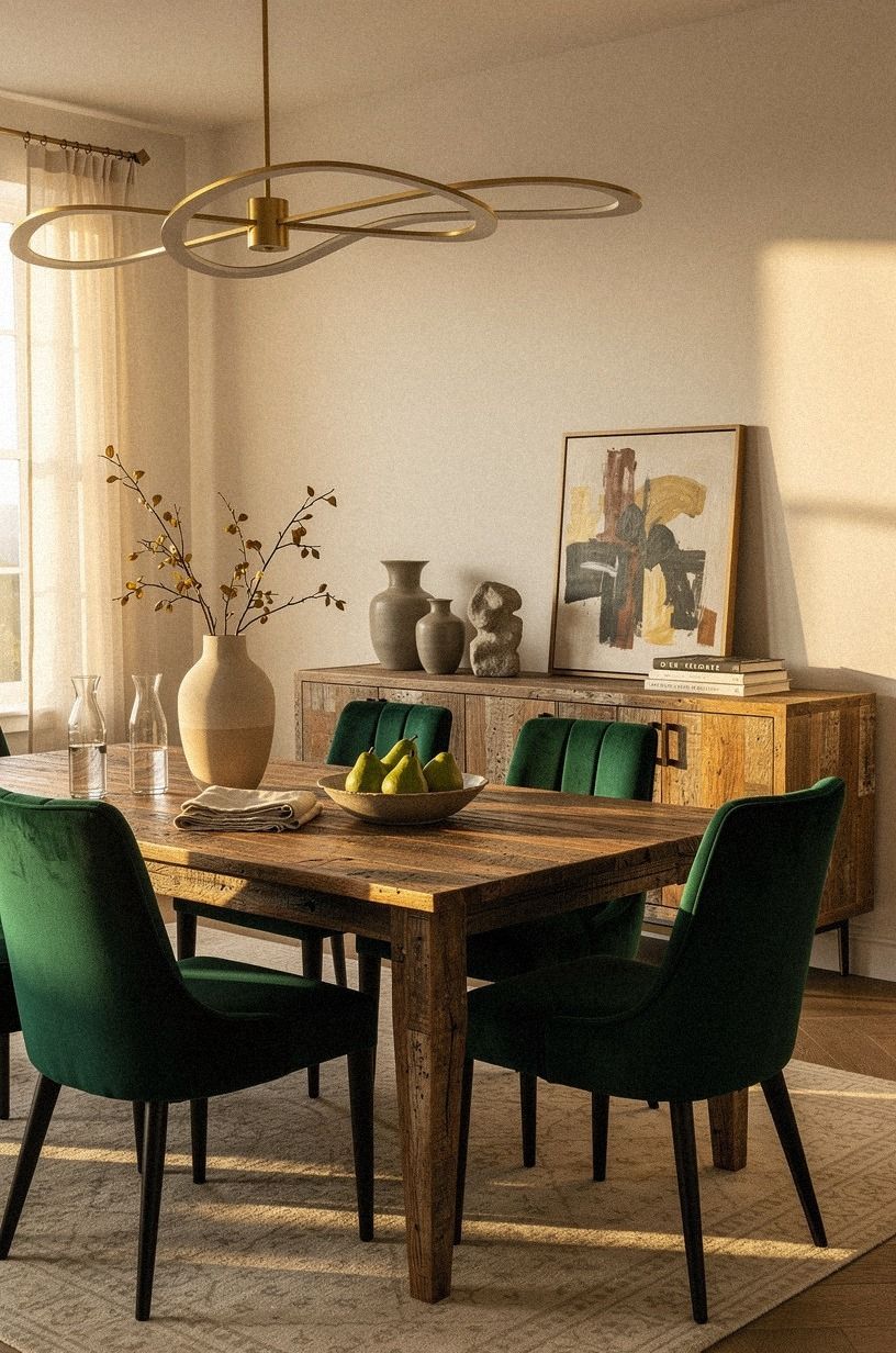 The room now feels like mine, emerald palette