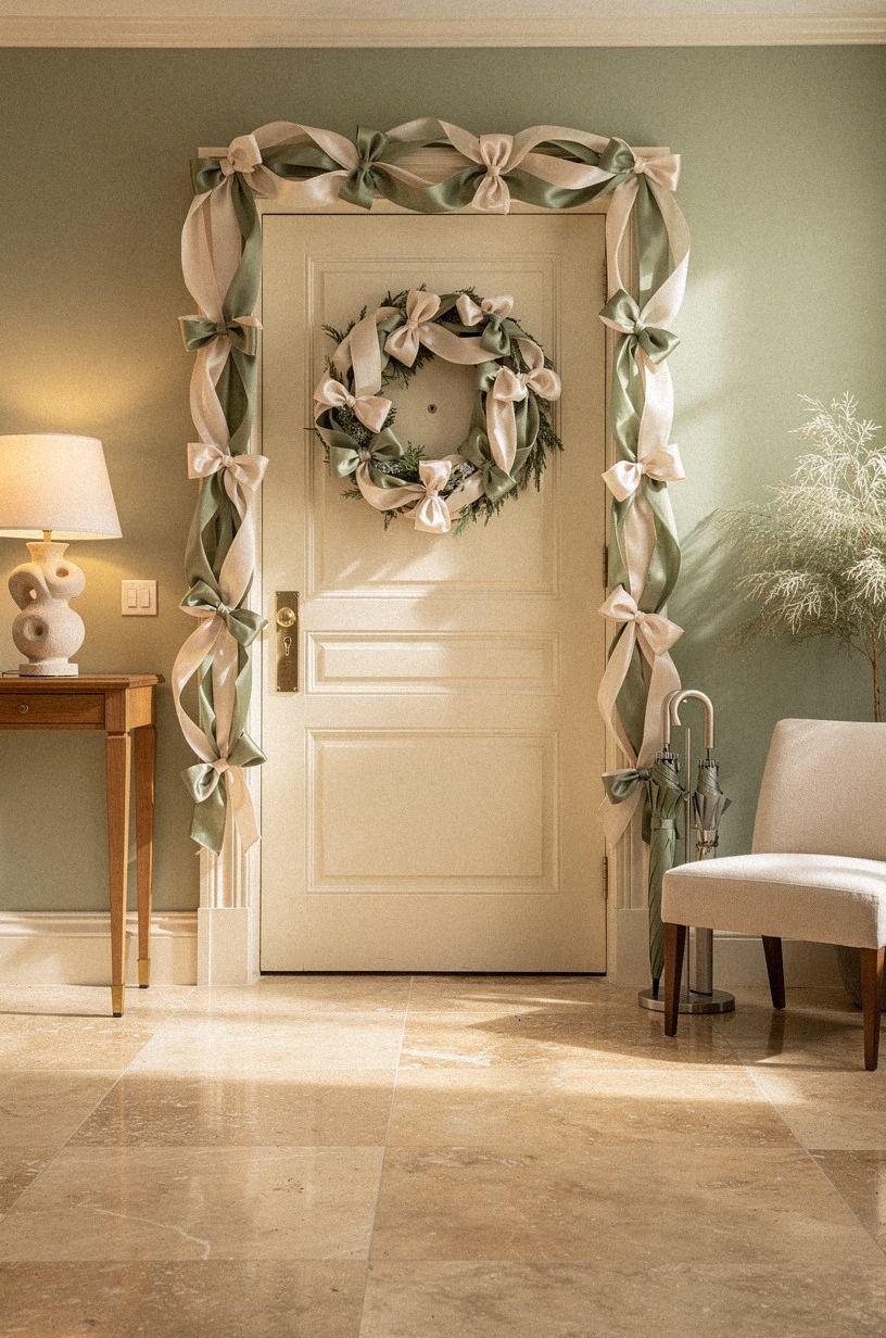 Frame the door with a ribbon-only wreath