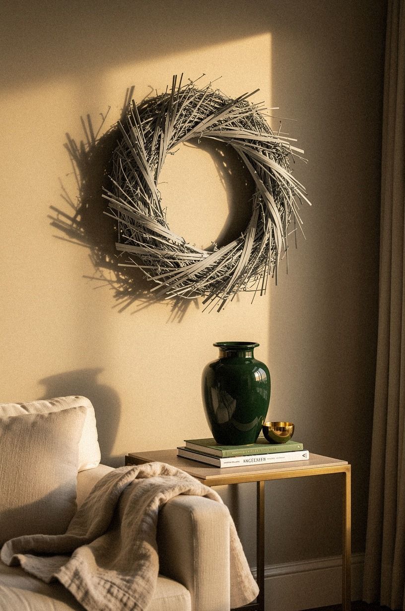 Paint a straw wreath with Sherwin-Williams Agreeable Gray
