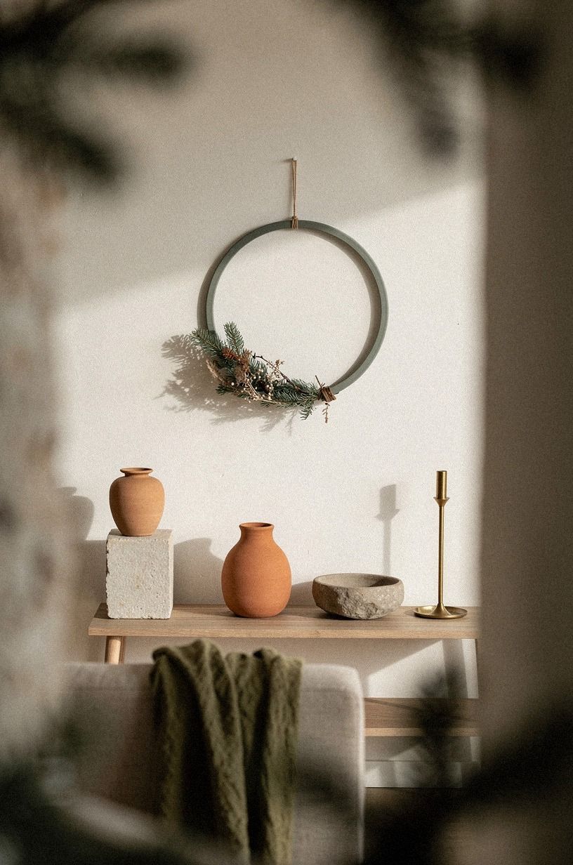 Paint a wooden hoop in Farrow & Ball Pigeon