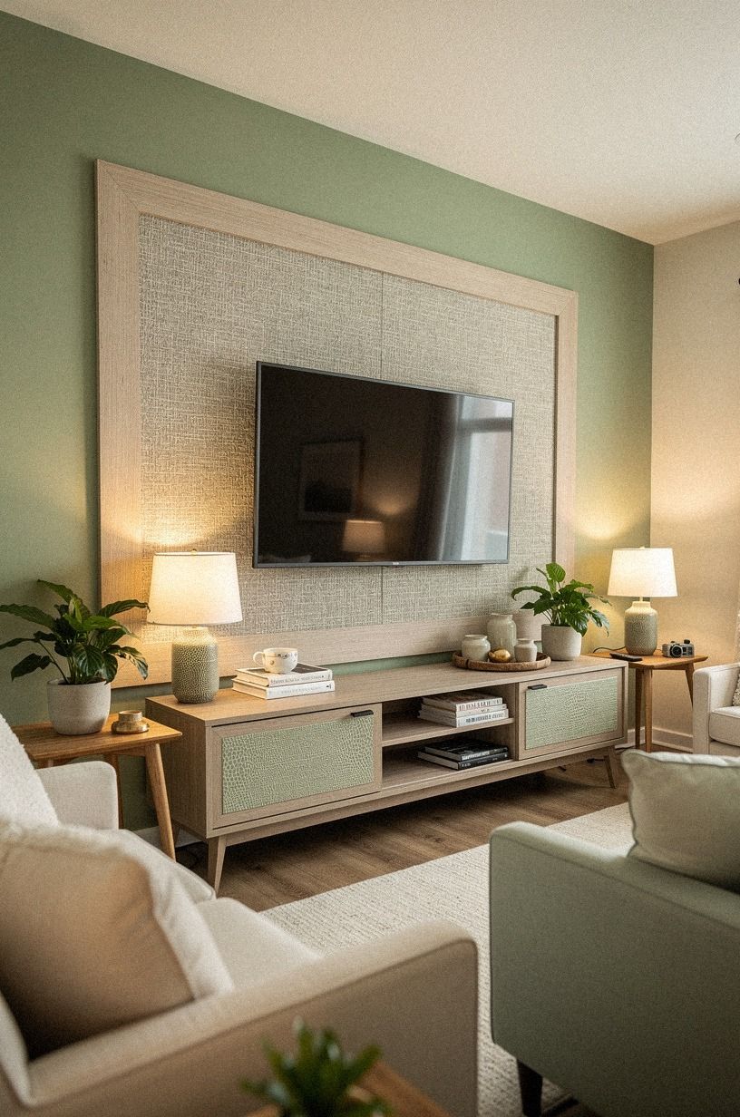 Frame the Television with Renter-Friendly Texture