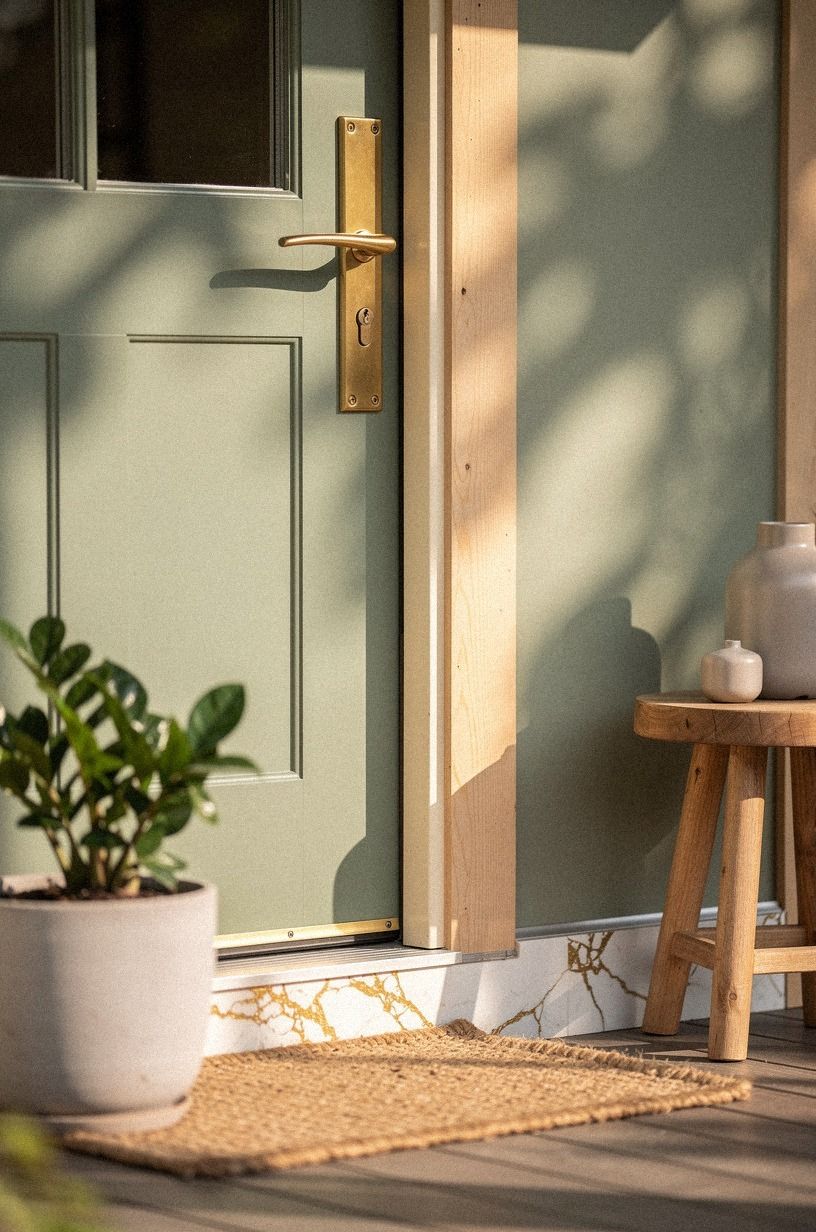Mix Old Brass With New Paint for Modern Cottage Doors