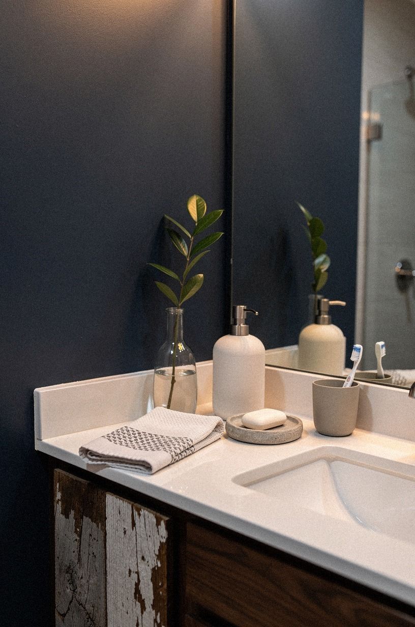 Paint the Vanity Wall for a Moody Contrast