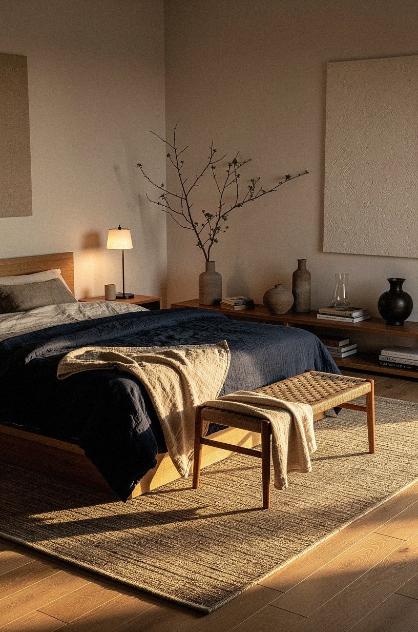 Anchor the bed with a correctly sized rug