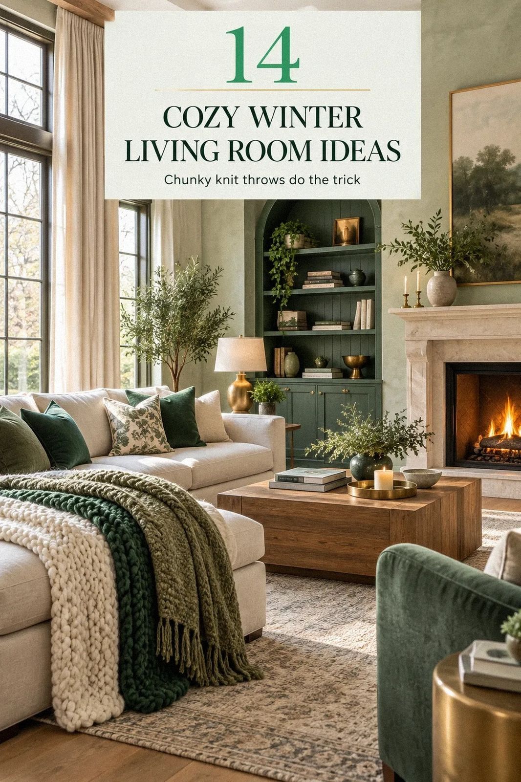 14 Cozy Winter Living Room Ideas With Chunky Knit Blankets That Actually Warm Up the Space