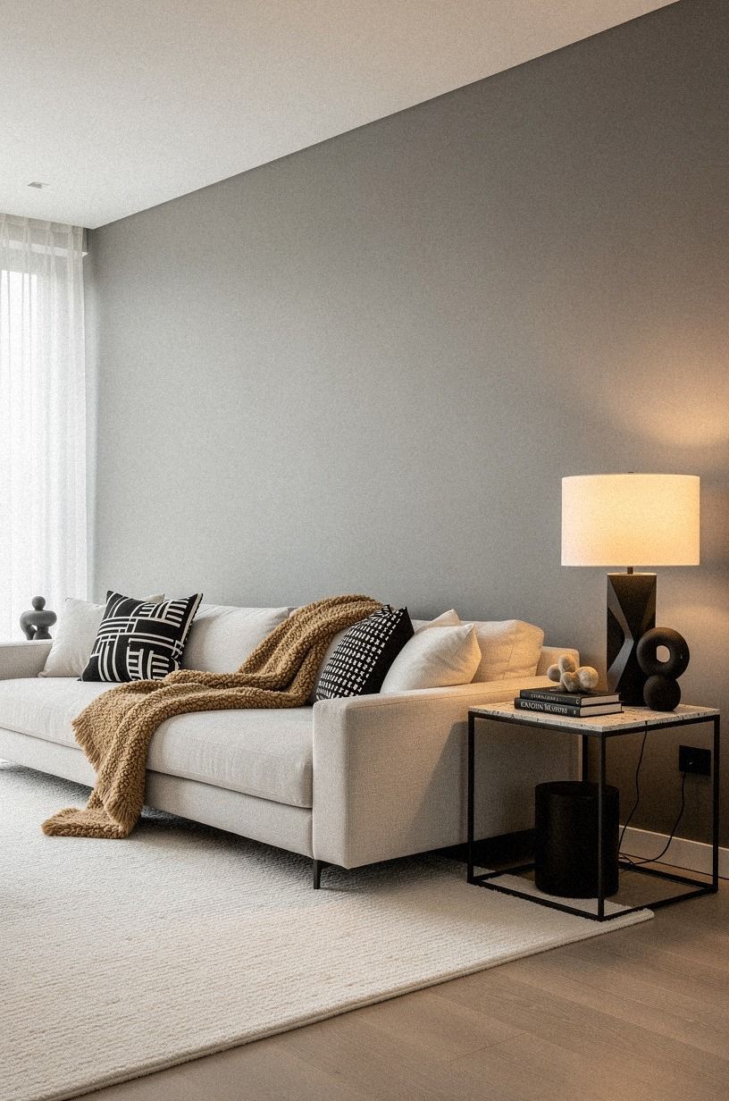 Benjamin Moore Revere Pewter Behind the Sofa