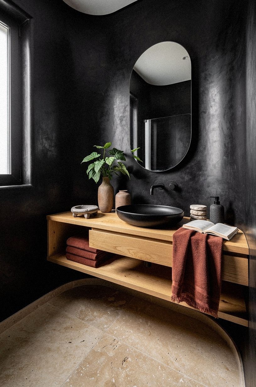 Can black tadelakt work in a small bathroom?