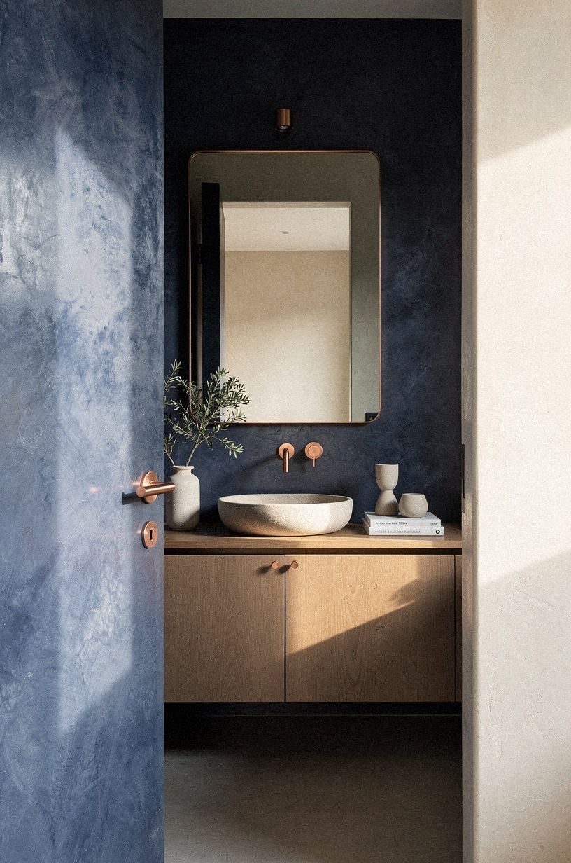 Choose black tadelakt over glossy tile