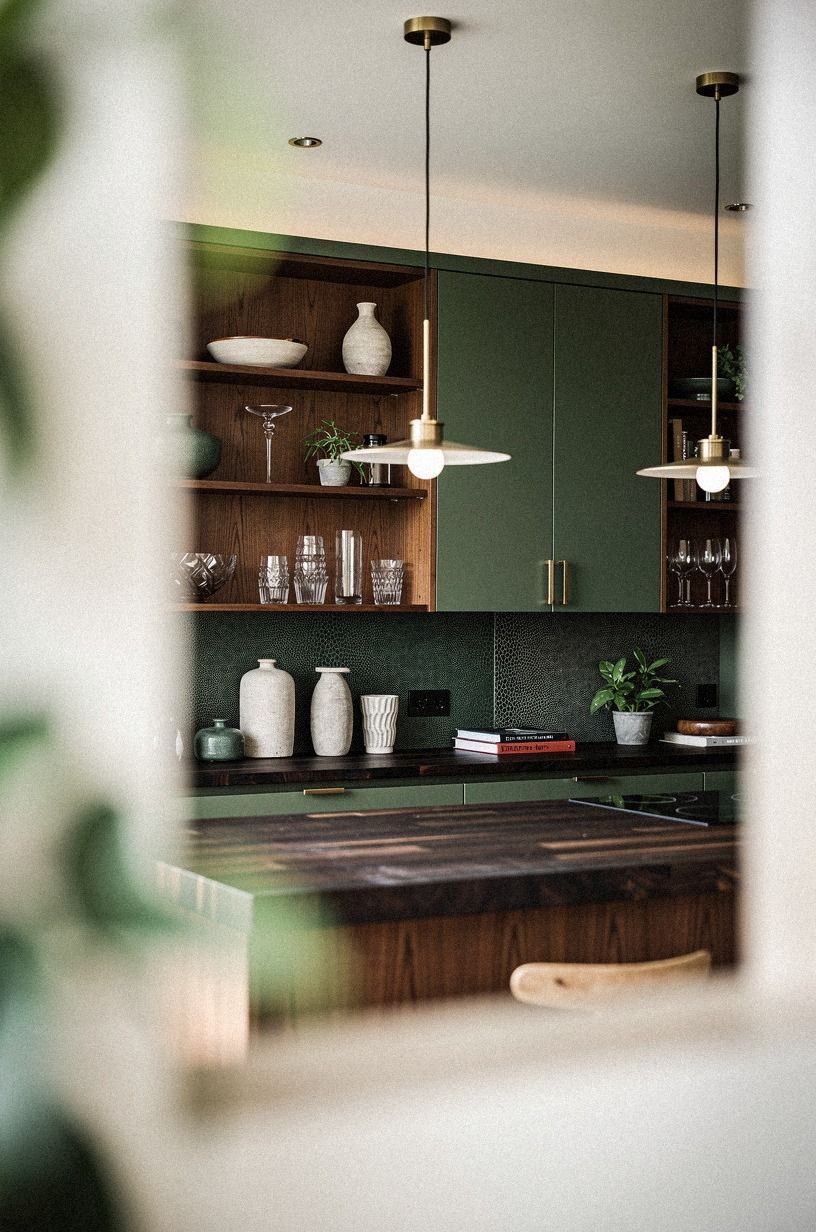 Anchor the Room With Dark Butcher Block Counters