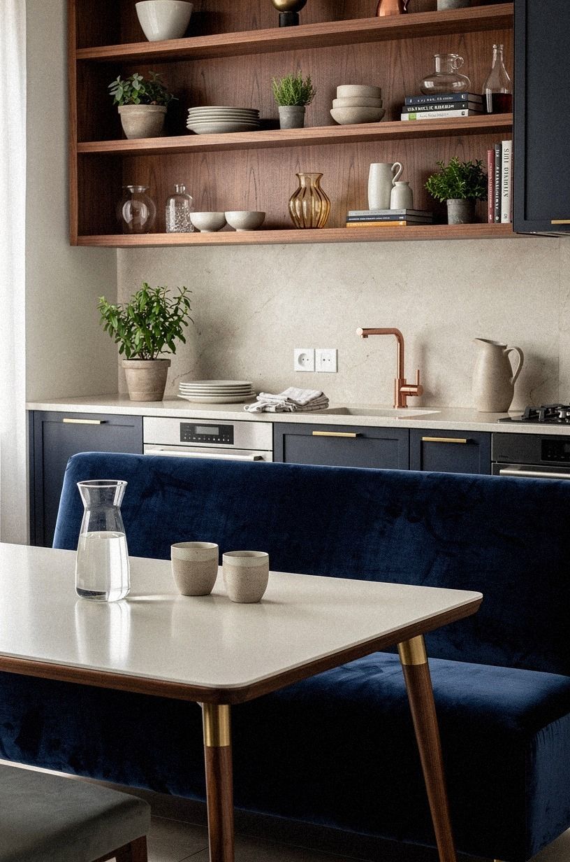 Hang Open Shelves Above Instead of Adding More Cabinets