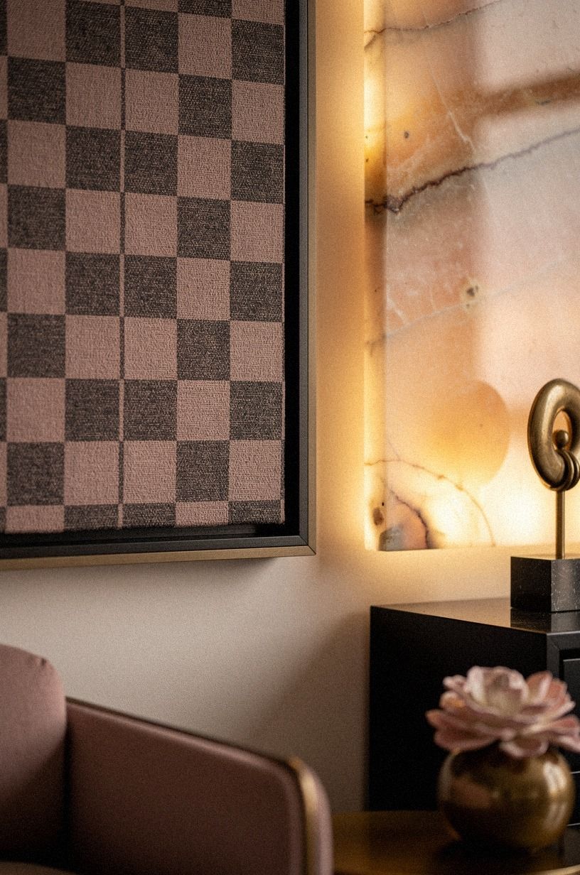 Frame Checkered Fabric Instead of Covering the Wall