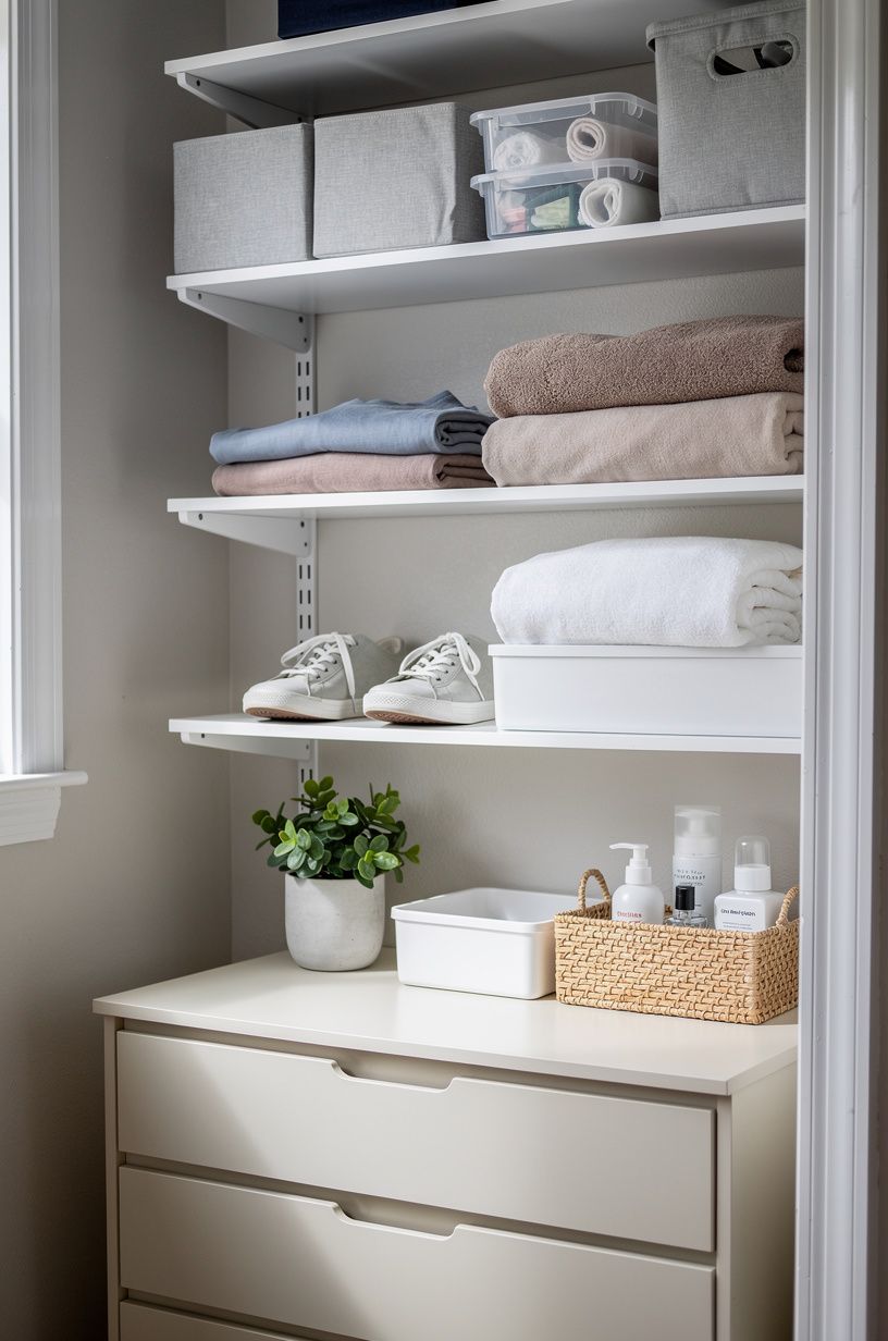 Open Shelves over a Bulky Dresser