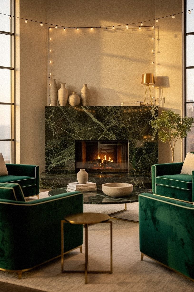 Anchor the Indoor Hearth With One Strong Material