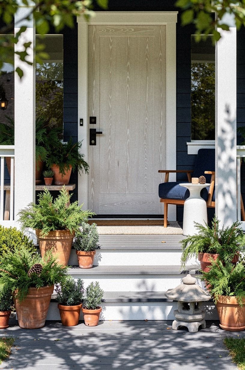 Mix Terracotta Pots With Evergreen Branches