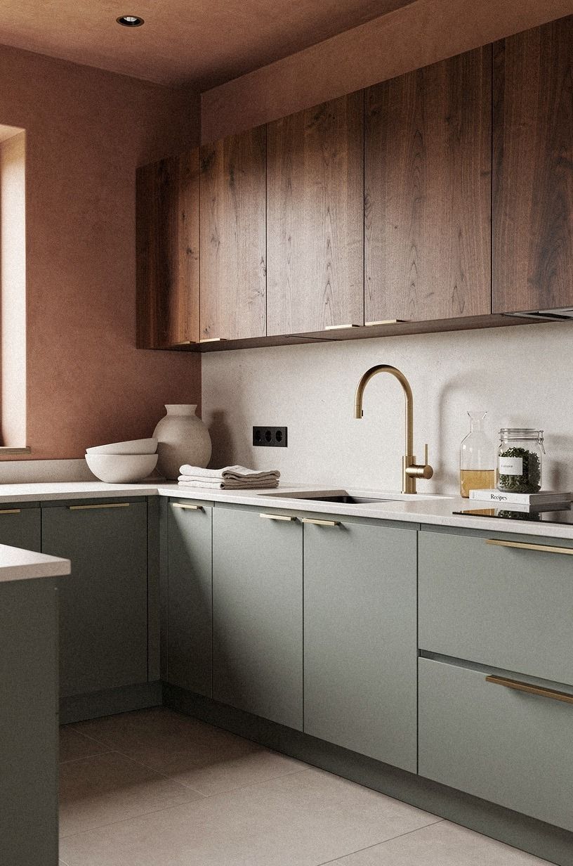 Paint the Lower Cabinets in Evergreen Fog