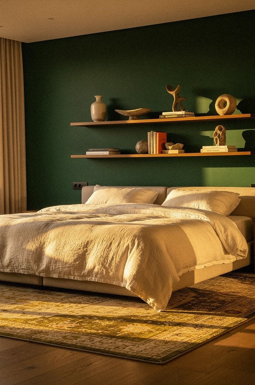 Let the rug extend beyond the bed