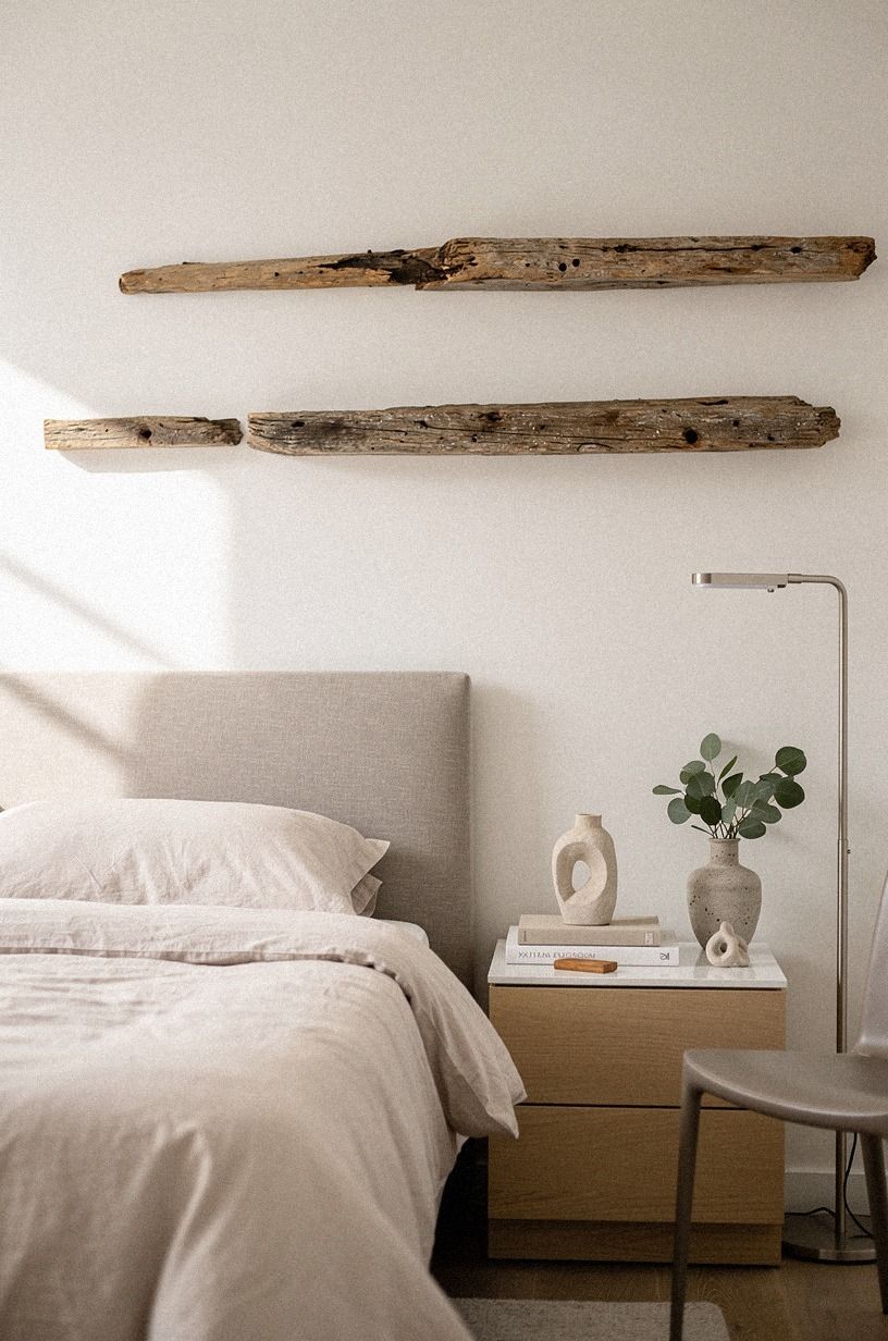 Mix old wood with new furniture
