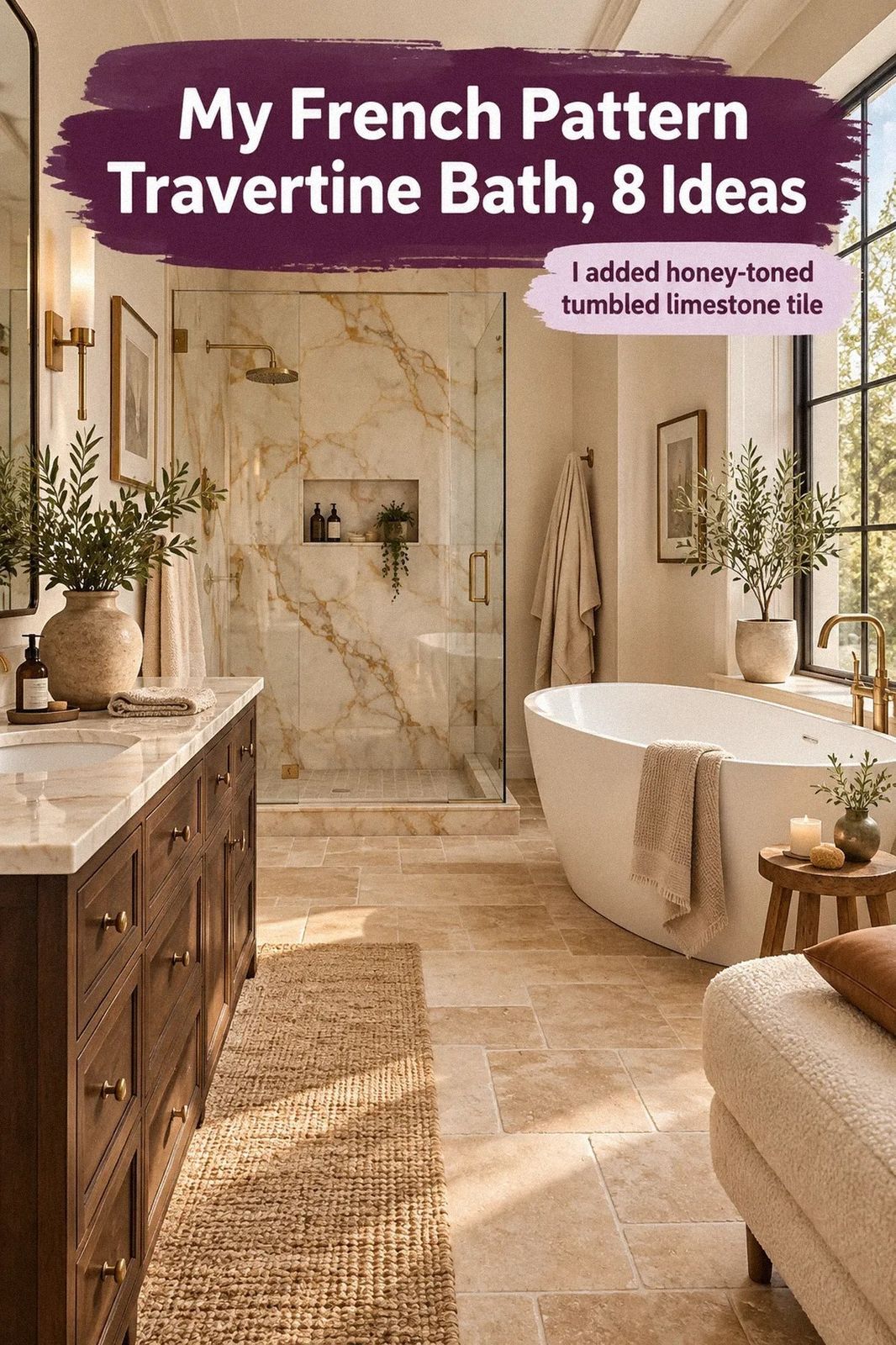 I Tiled My Bathroom in French Pattern Travertine for Classic Elegance