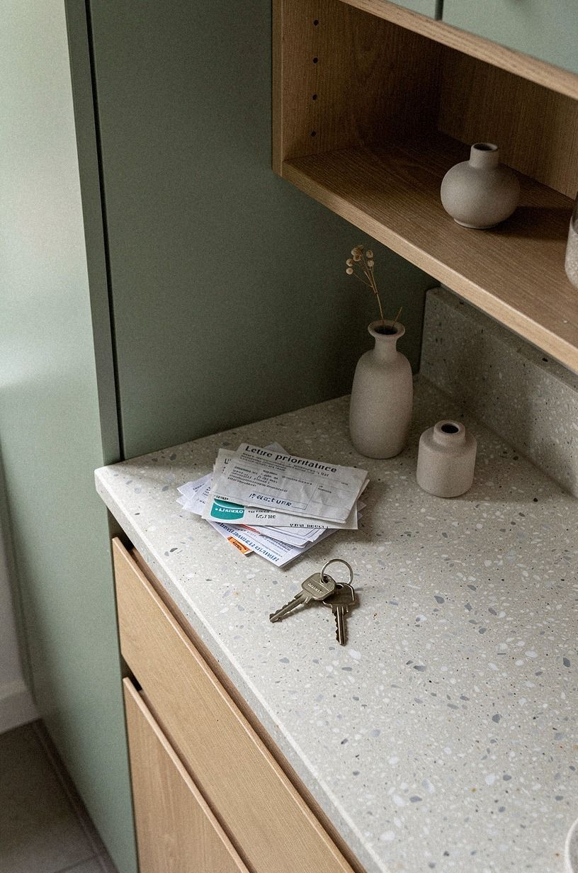 Style the counter with a lived-in landing zone