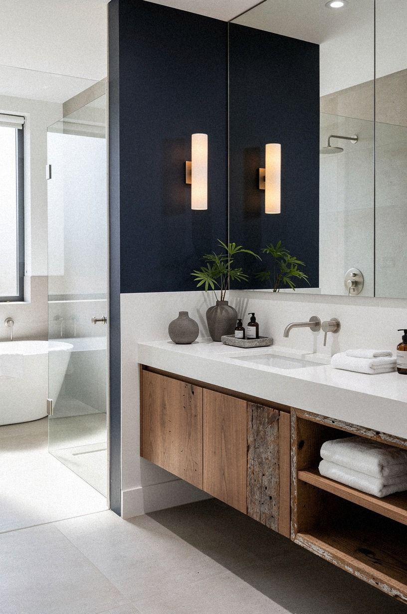 Layer the Two-Tone Vanity Wall