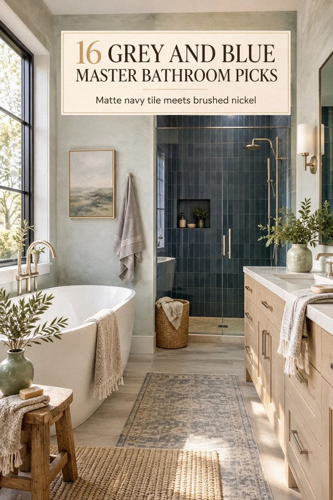 Easy Grey & Blue Master Bathroom Color Schemes for a Calm, Airy Vibe