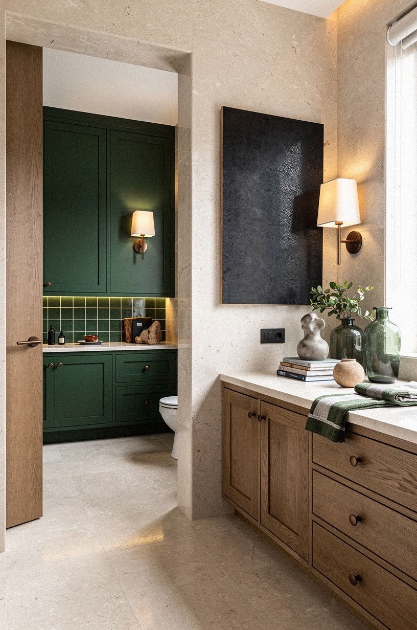 Add a dark detail against pale limestone