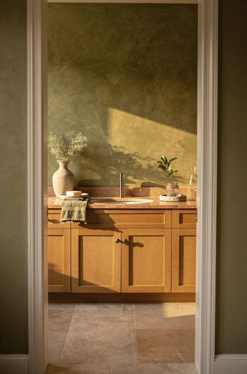 Frame the Vanity With Warm Oak