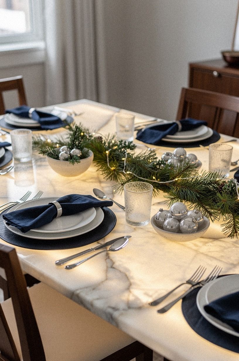 Let Chargers Frame Every Plate, navy palette