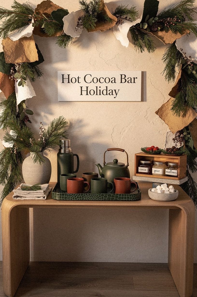 Frame the Holiday Drink Bar With Garland and Paper