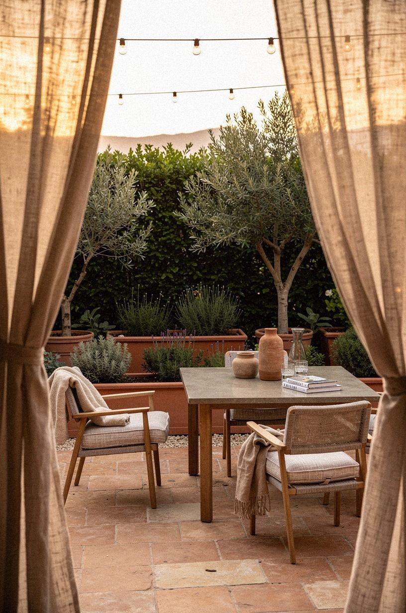 Hang outdoor curtains where the view bothers you