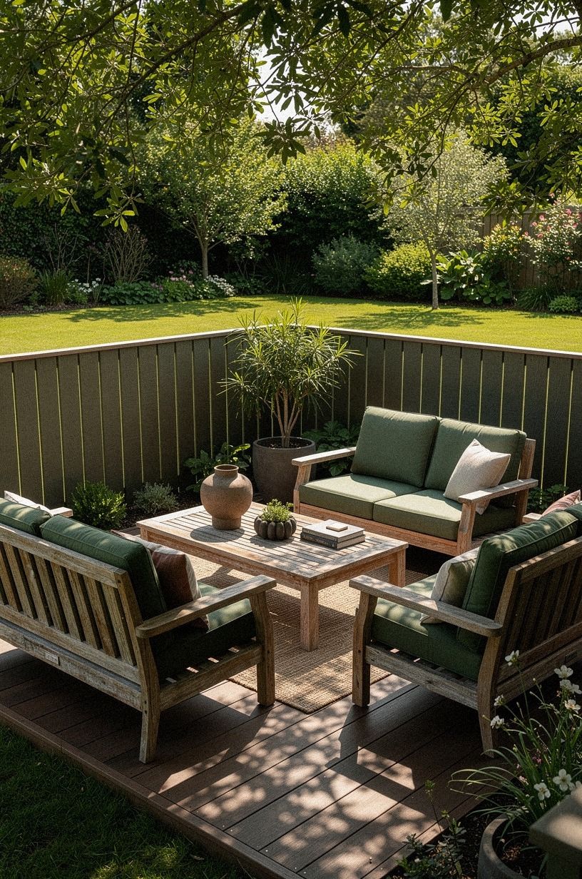 Use a half privacy fence around the seating zone