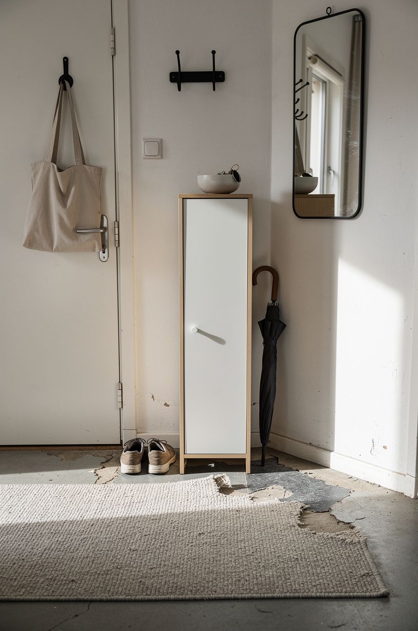 Place a Narrow Storage Wall Instead of More Rugs