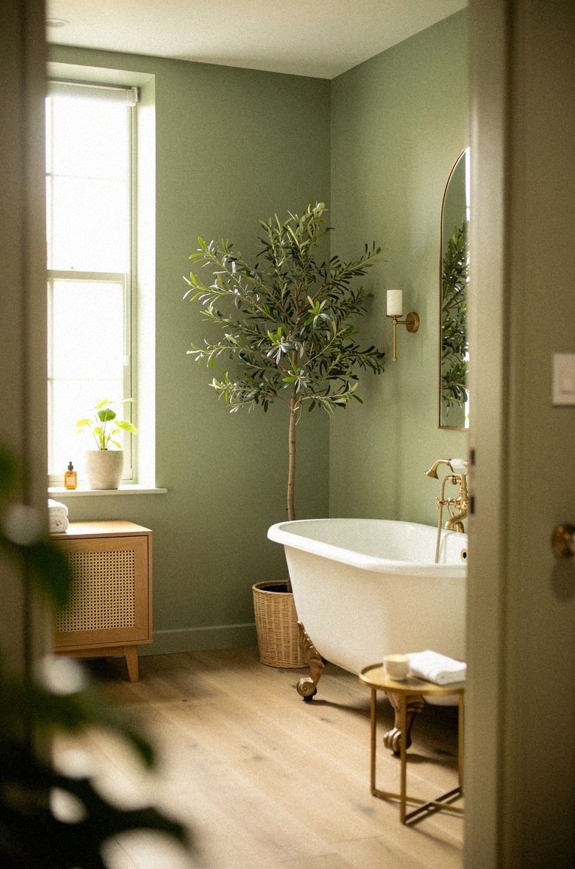 Layer a Hanging Plant Beside the Tub