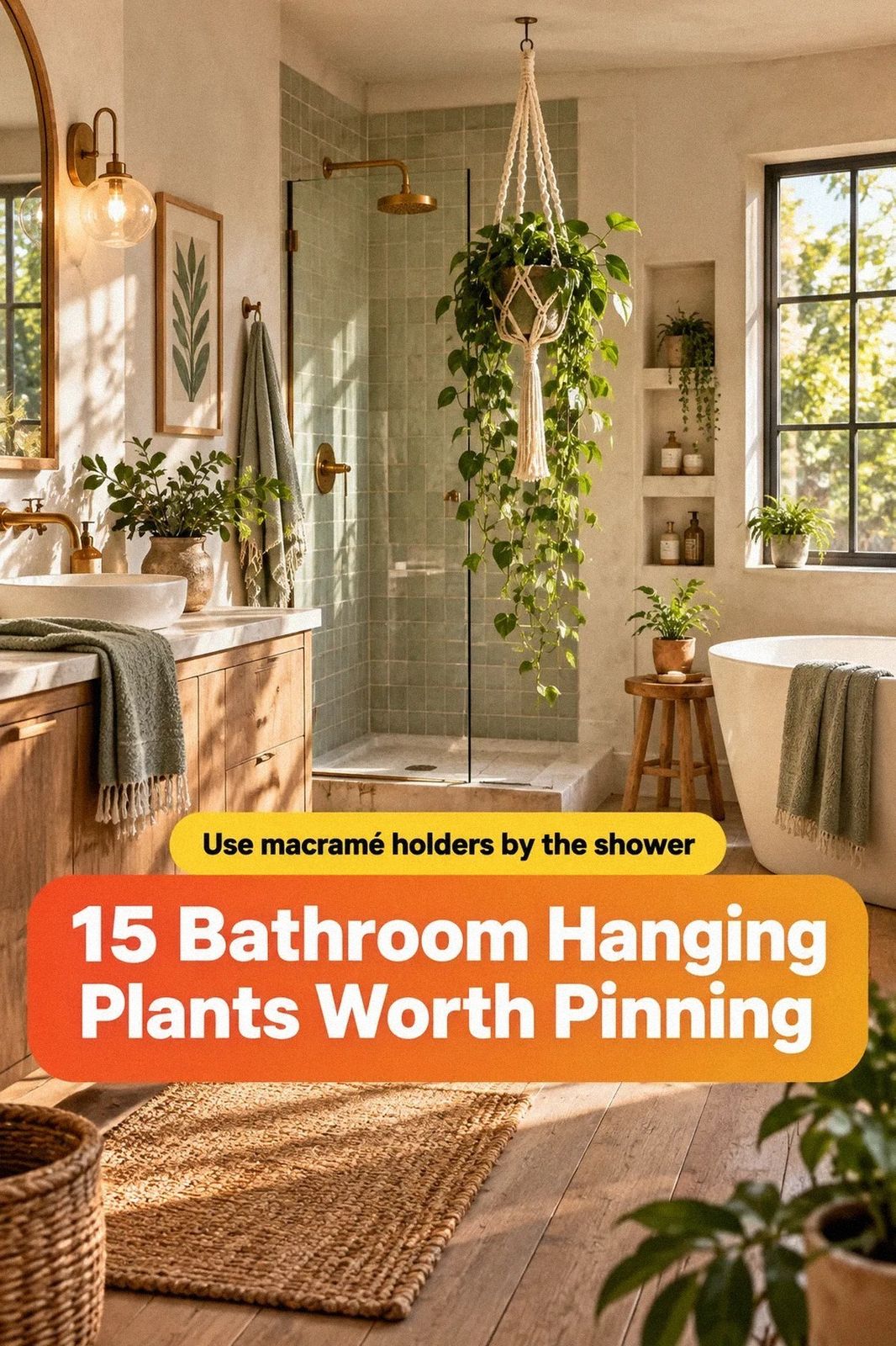 15 Clever Ways to Hang Plants in a Bathroom Ceiling, Wall and Window