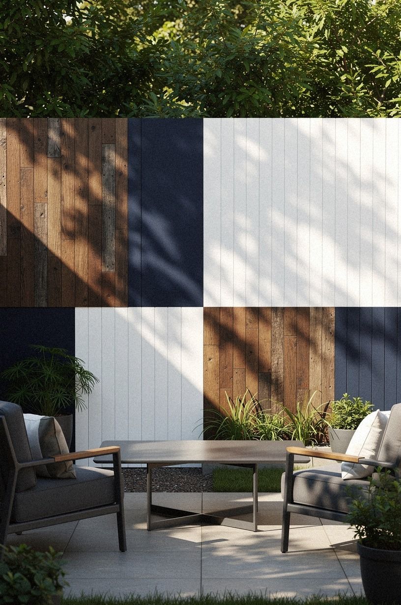 Layer the Two-Texture Screen for an Ugly Fence Cover Up