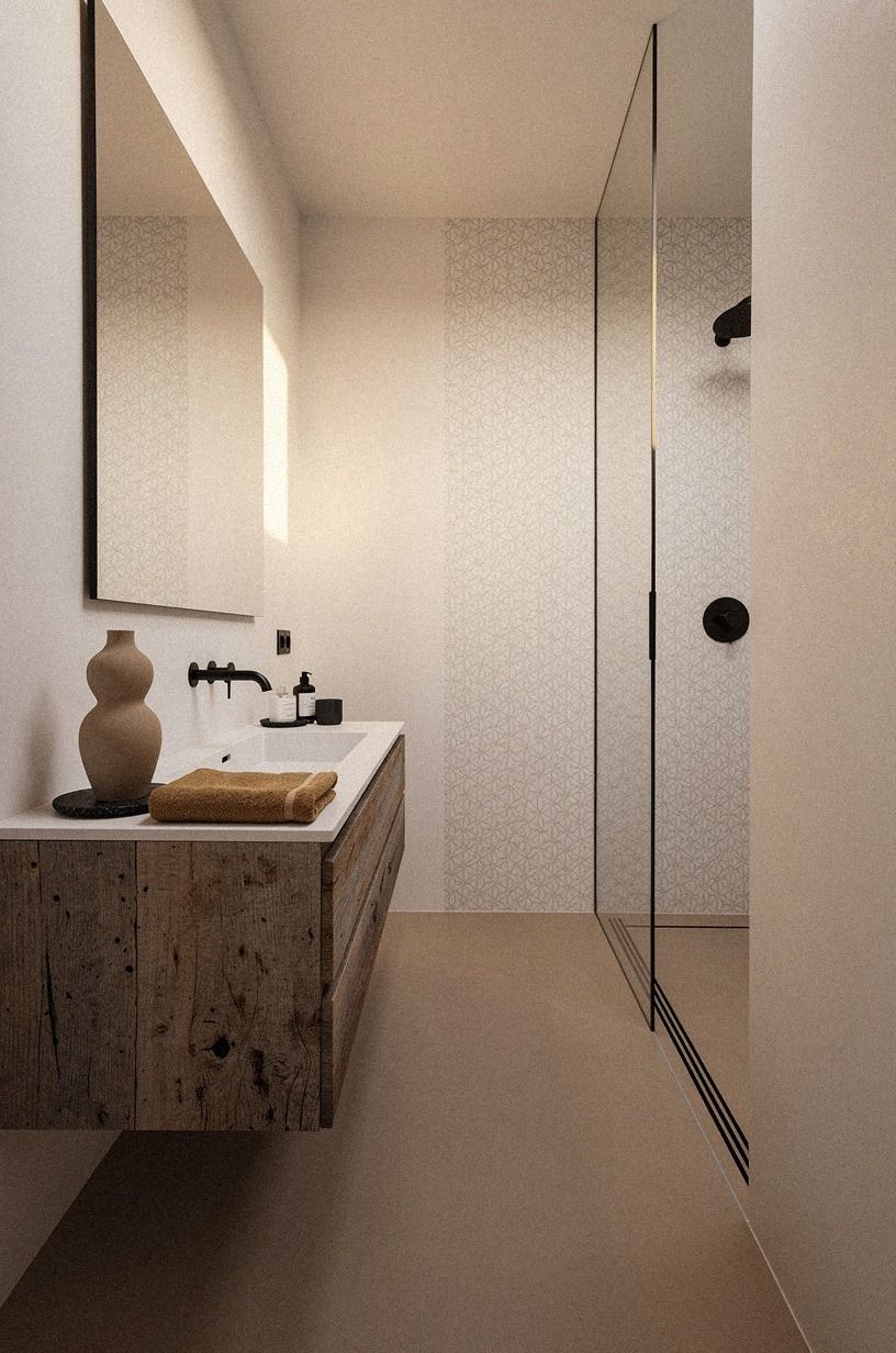 Can a small pattern make a narrow bathroom feel larger?